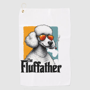 The Fluffather Poodle Vintage Funny Dog Mafia Vect Golf Towel