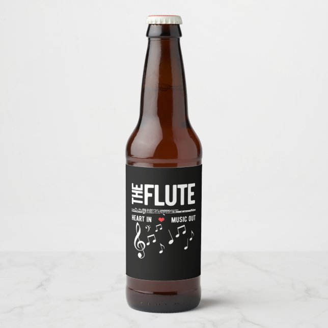 The Flute Heart In Music Out Beer Bottle Label (Front)
