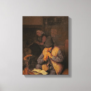 The Flute Player, 17th century Canvas Print