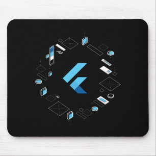 The Flutter logo from I/O 2018 on a mousepad! Mouse Mat
