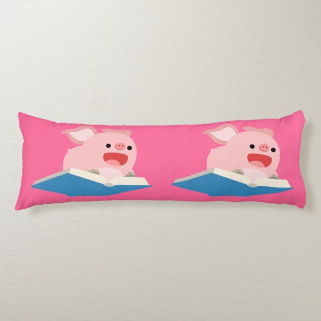 The Flying Book and Cartoon Pig Body Pillow (Front)