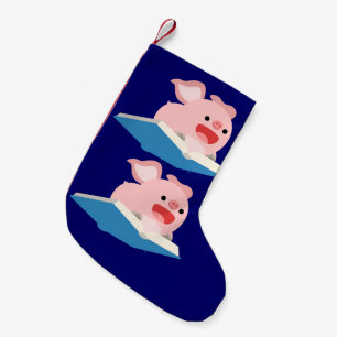 The Flying Book and Cartoon Pig Christmas Stocking