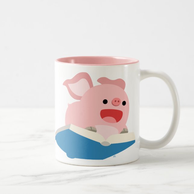 The Flying Book and Cartoon Pig Mug (Right)