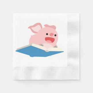 The Flying Book and Cartoon Pig Paper Napkins