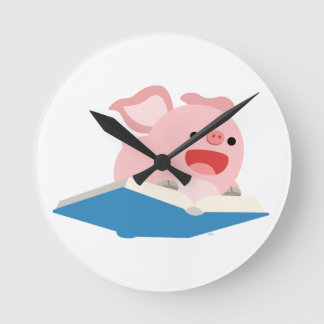 The Flying Book and Cartoon Pig Wall Clock