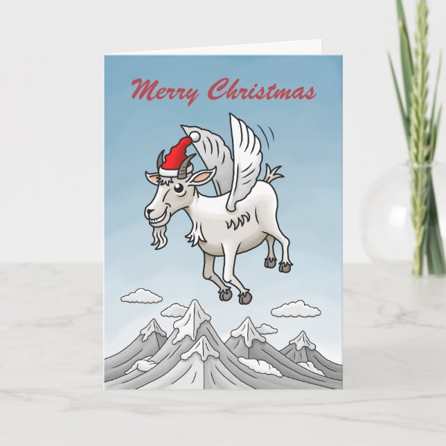The Flying Christmas Goat Holiday Card (Front)