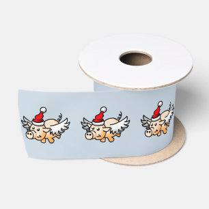 The Flying Christmas Pig Satin Ribbon