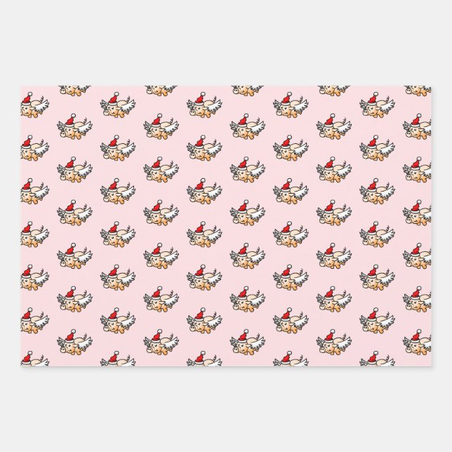 The Flying Christmas Pig Wrapping Paper Sheet (Front)