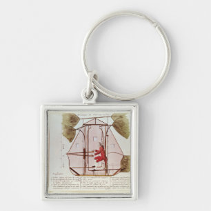The Flying Machine of Jean Pierre Blanchard Key Ring