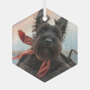 The Flying Scottish Terrier Dog Glass Tree Decoration