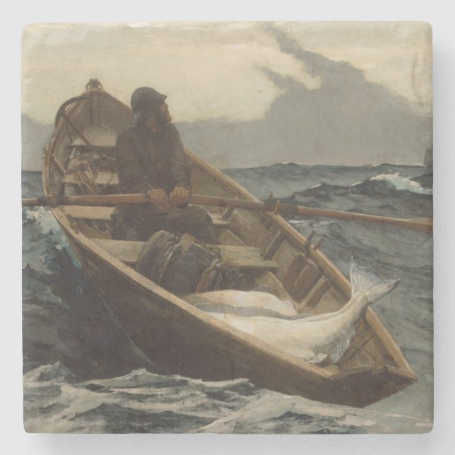 The Fog Warning (by Winslow Homer) Stone Coaster (Front)