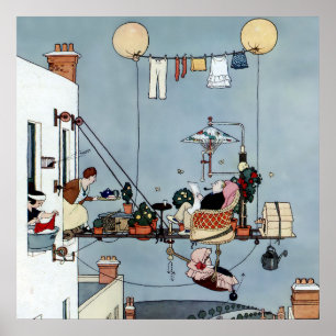 “The Folding Garden” by W Heath Robinson Poster