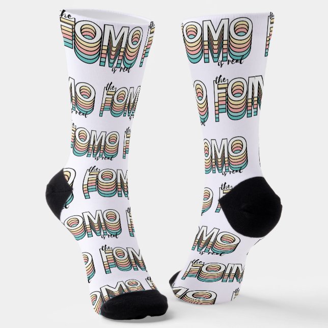 The Fomo is Real Pastel Modern Mood Typography Socks (Angled)