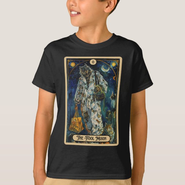 The Fool Moon Werewolf (the Fool) Halloween Tarot  T-Shirt (Front)