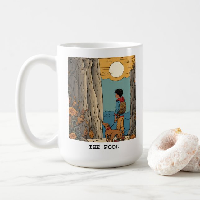 THE FOOL - TAROT CARD COFFEE MUG (With Donut)