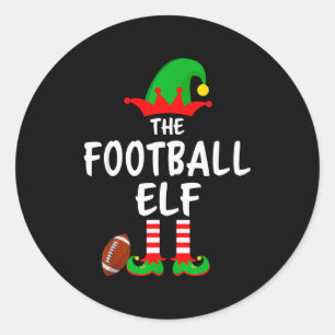 The Football Elf Matching Family Christmas  Classic Round Sticker