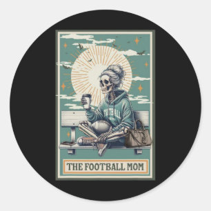 The Football Mum Skeleton Tarot Card Ballpark Mum  Classic Round Sticker