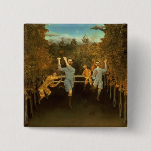 The Football players,1908 (oil on canvas) 15 Cm Square Badge