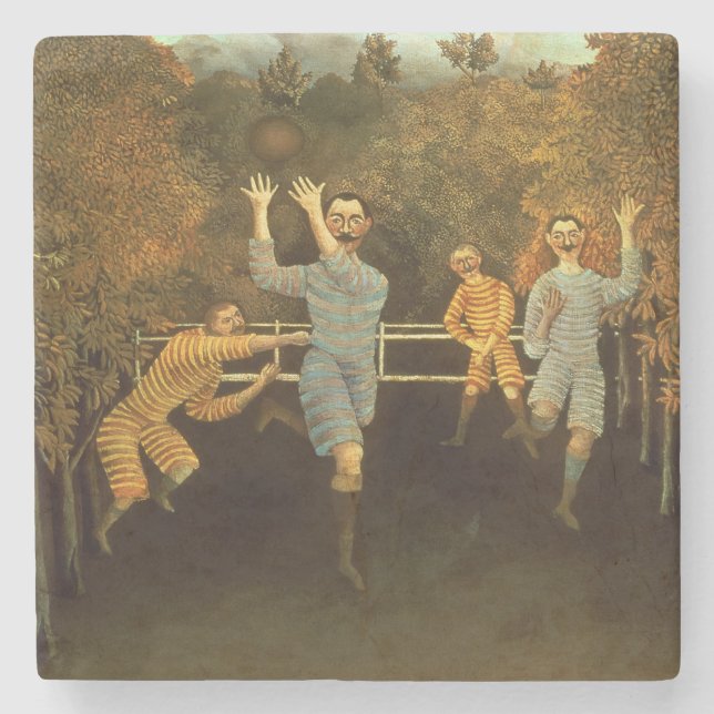 The Football players,1908 (oil on canvas) Stone Coaster (Front)