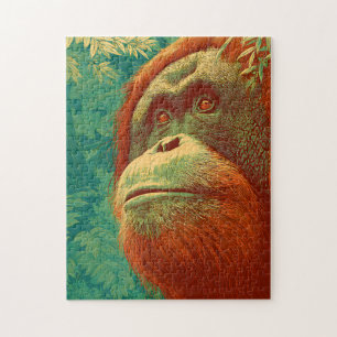 The Forest Dweller - Orangutan, Japanese art Jigsaw Puzzle