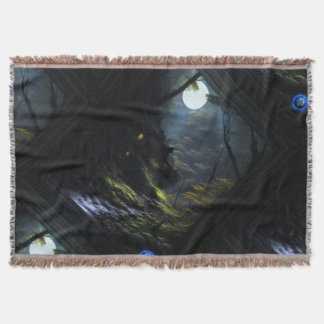 The Forest Dwellers AI Concept Art by Xzendor7 Throw Blanket (Front)