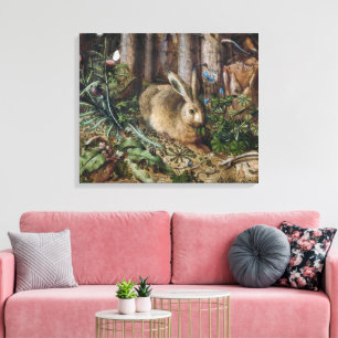 The Forest Hare,Antique Wildlife Paintings Canvas Print