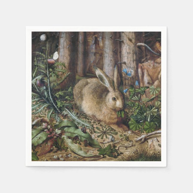 The Forest Hare,Antique Wildlife Paintings Napkin (Front)
