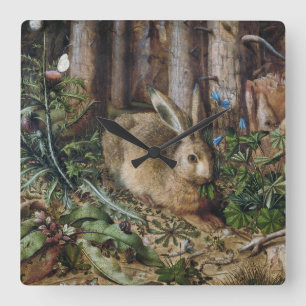 The Forest Hare,Antique Wildlife Paintings Square Wall Clock
