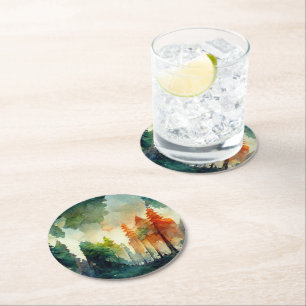 The Forest (nature) Round Paper Coaster