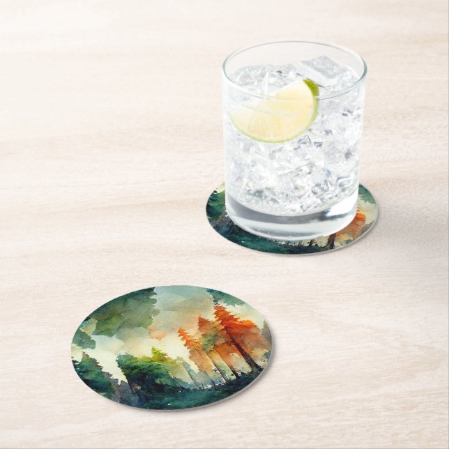The Forest (nature) Round Paper Coaster (Insitu)