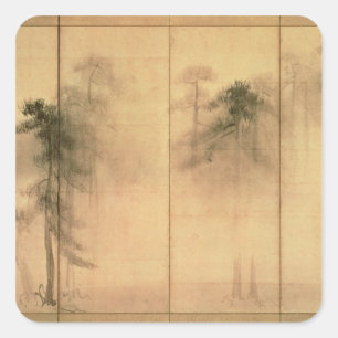 The forest of pines square sticker