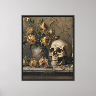 The Forgotten Skull – Vintage Gothic Oil Painting Canvas Print