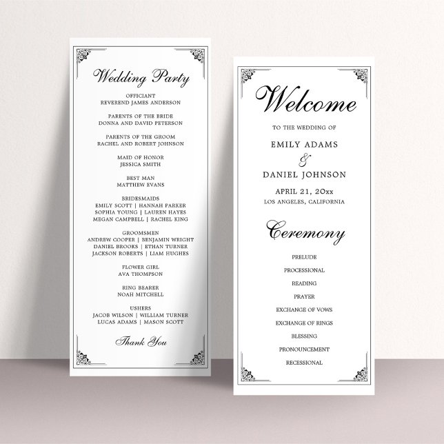 The Formal Elegant Black and White Wedding Programme (Creator Uploaded)