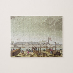 The Fort at Batavia with Native Loggers, plate 50 Jigsaw Puzzle