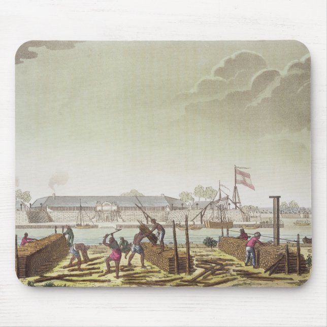 The Fort at Batavia with Native Loggers, plate 50 Mouse Mat (Front)