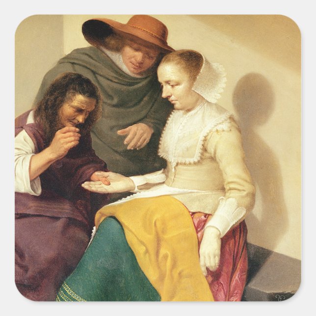 The Fortune Teller, 1631 Square Sticker (Front)