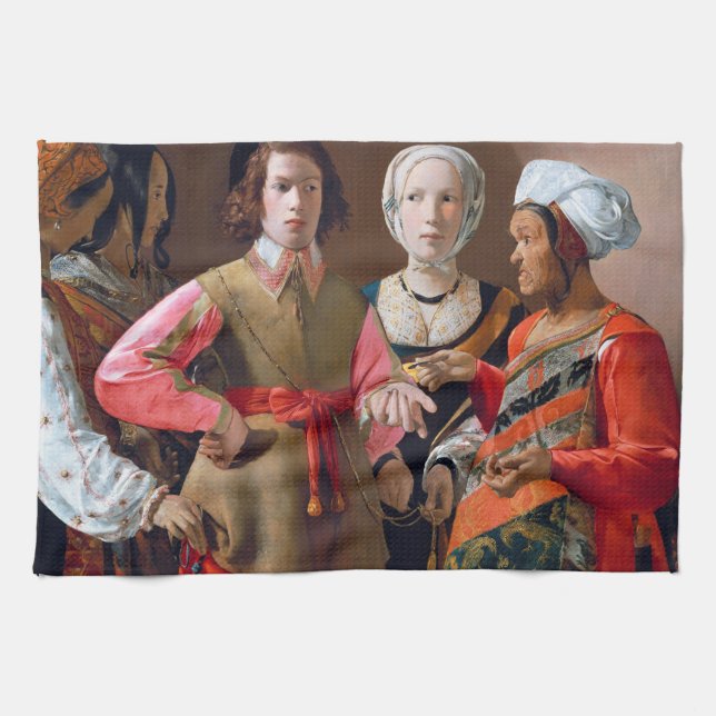 The Fortune Teller, La Tour Tea Towel (Horizontal)