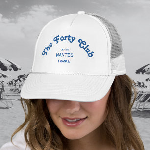 The Forty Club Retro Blue Custom Crest White  Trucker Hat
