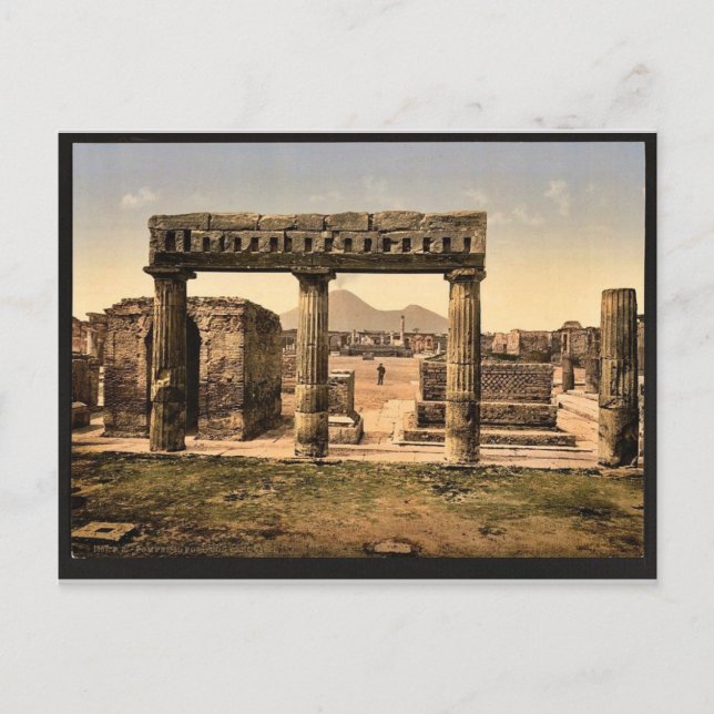The Forum, Pompeii, Italy vintage Photochrom Postcard (Front)