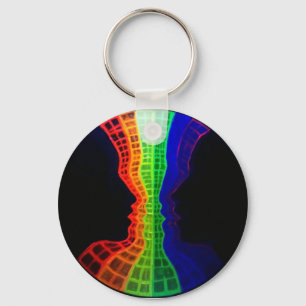 The fountain of love fluorescent colourful rainbow key ring