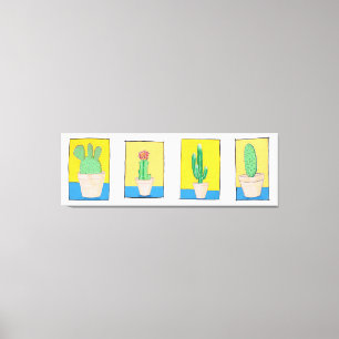 The four cacti. Simple modern art drawings. Canvas Print