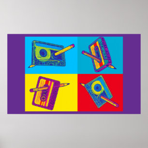 The Four Cassette Tapes 60s Meets 80s Pop Art Poster