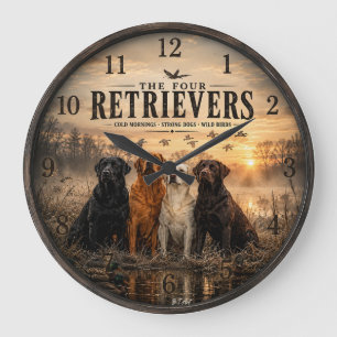 The Four Retrievers – Duck Hunting Large Clock