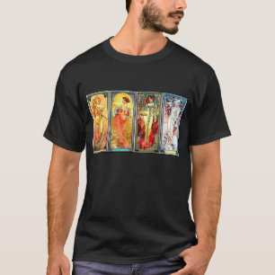 The Four Seasons series 3 by Mucha black t-shirt