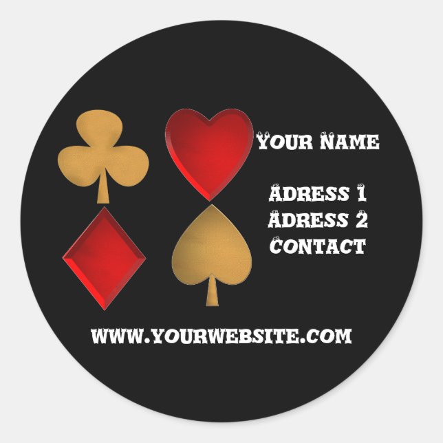 The four suits,Personalised Classic Round Sticker (Front)