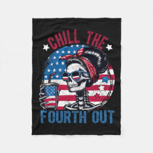 The Fourth Out Funny Skeleton 4th Of July Patrioti Fleece Blanket