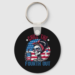 The Fourth Out Funny Skeleton 4th Of July Patrioti Key Ring