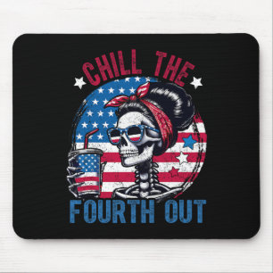 The Fourth Out Funny Skeleton 4th Of July Patrioti Mouse Mat