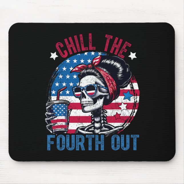 The Fourth Out Funny Skeleton 4th Of July Patrioti Mouse Mat (Front)