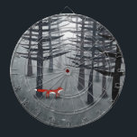 The Fox and the Forest Dartboard<br><div class="desc">A lone wild red fox stands beneath the pine trees in a dark forest. For nature, wildlife and animal lovers.</div>
